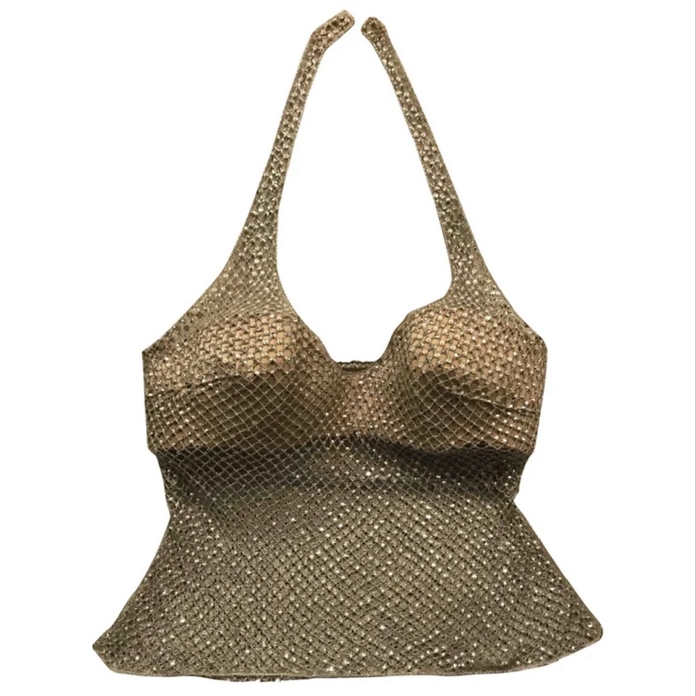 La Perla golden  Mesh Halter Top
